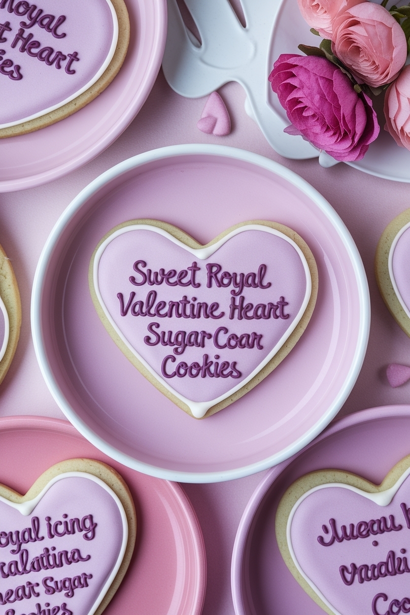 royal icing valentine heart sugar cookies