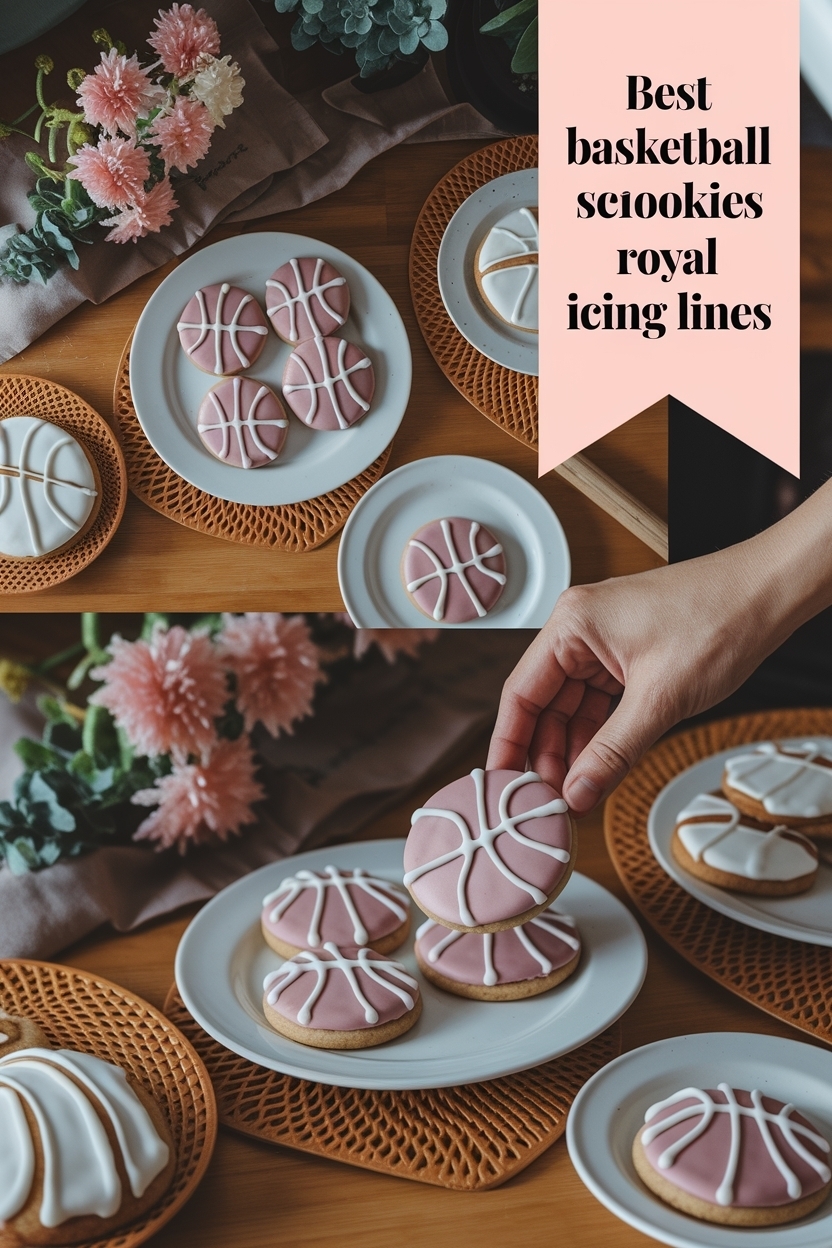 basketball sugar cookies royal icing lines