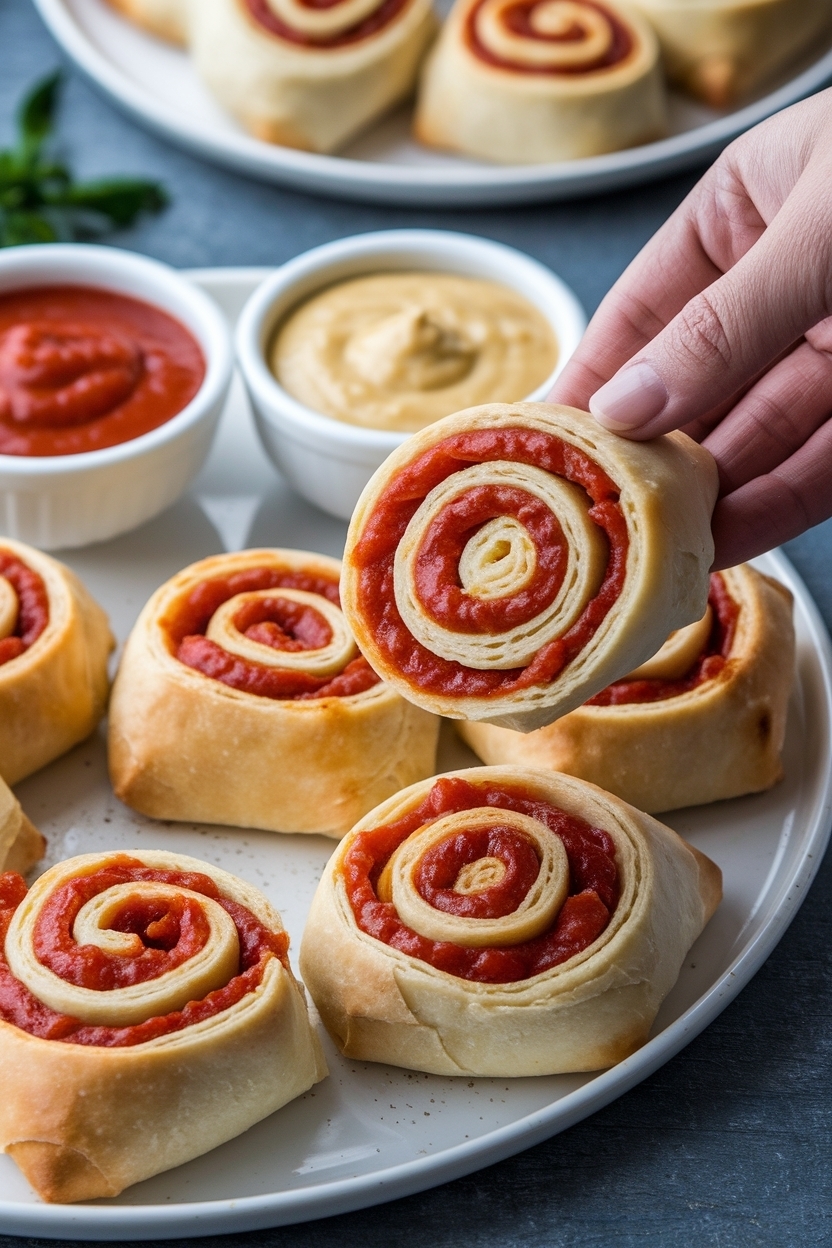 pizza crescent roll pinwheels marinara
