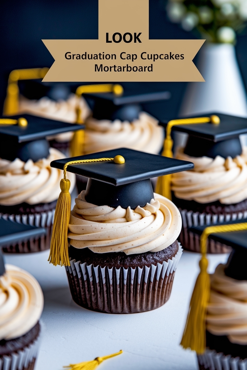graduation cap cupcakes mortarboard