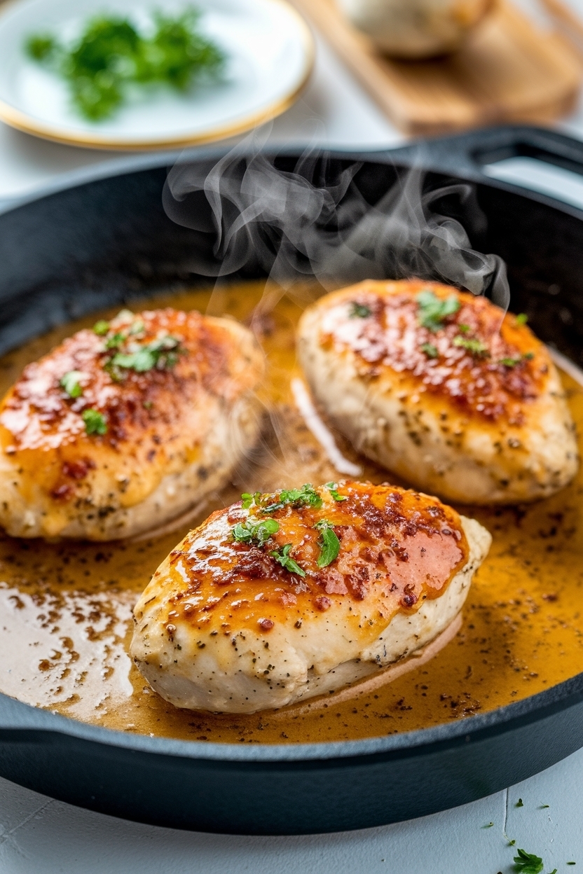 15 minute garlic butter chicken bites skillet