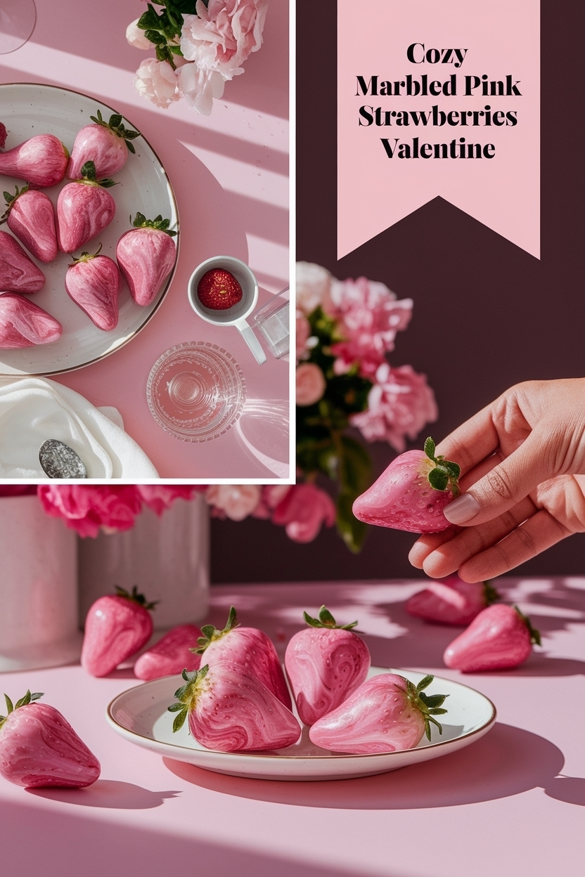 marbled pink strawberries valentine
