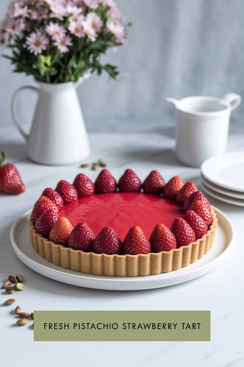 pistachio strawberry tart