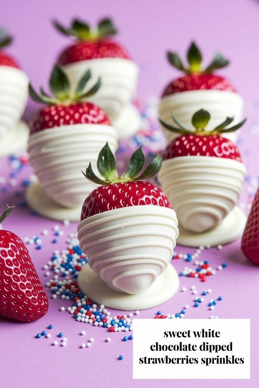 white chocolate dipped strawberries sprinkles