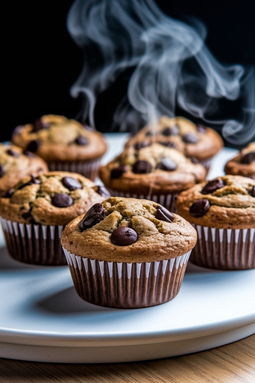 sourdough discard banana muffins chocolate chip