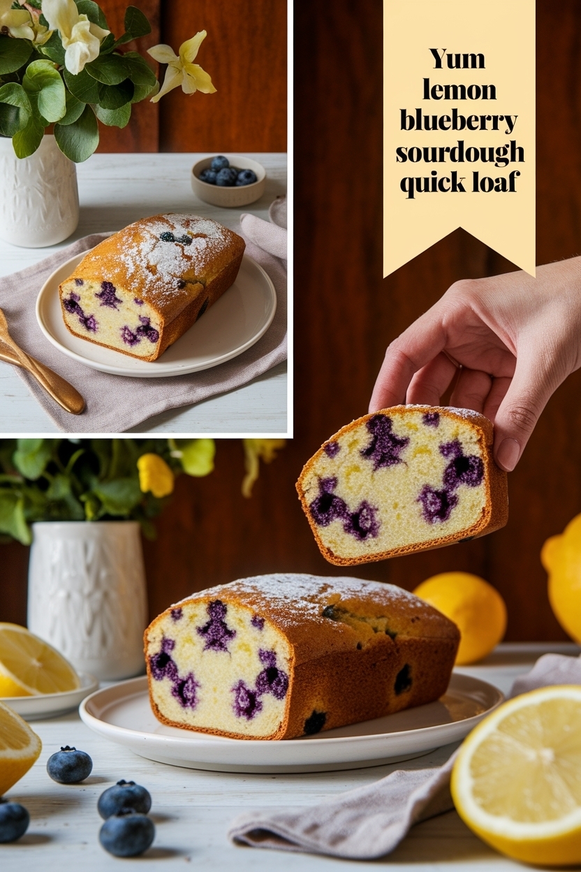 lemon blueberry sourdough quick loaf