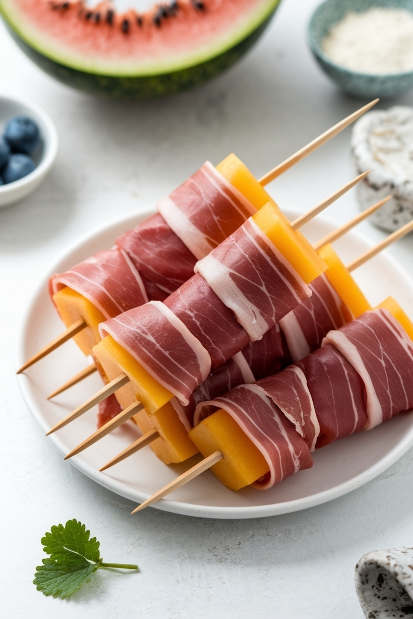 prosciutto wrapped melon skewers recipe