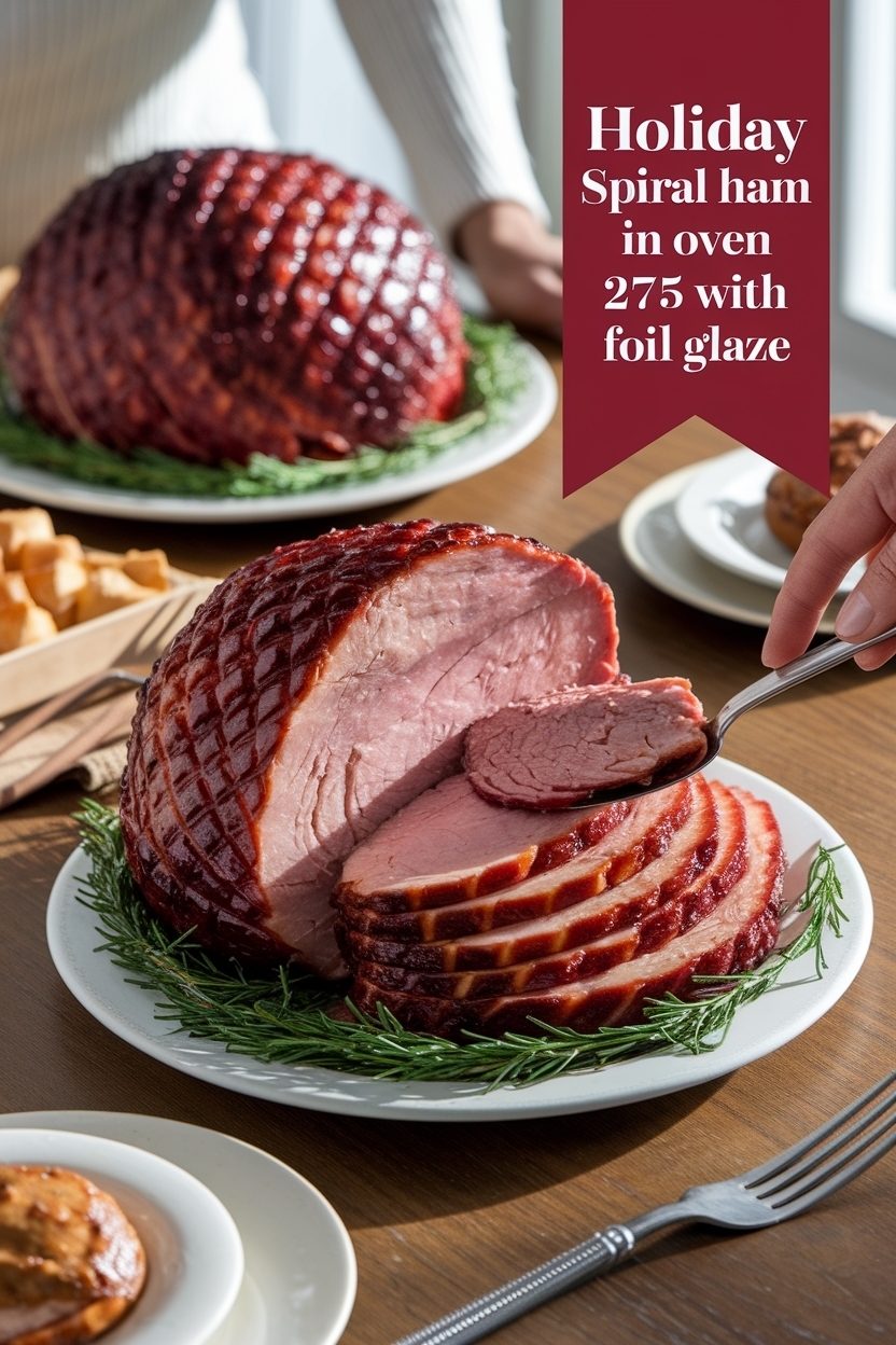 spiral ham in oven 275 with foil glaze