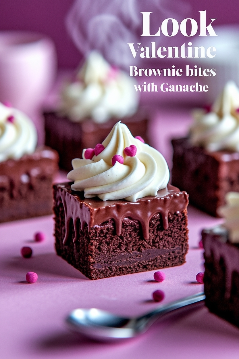 valentine brownie bites with ganache