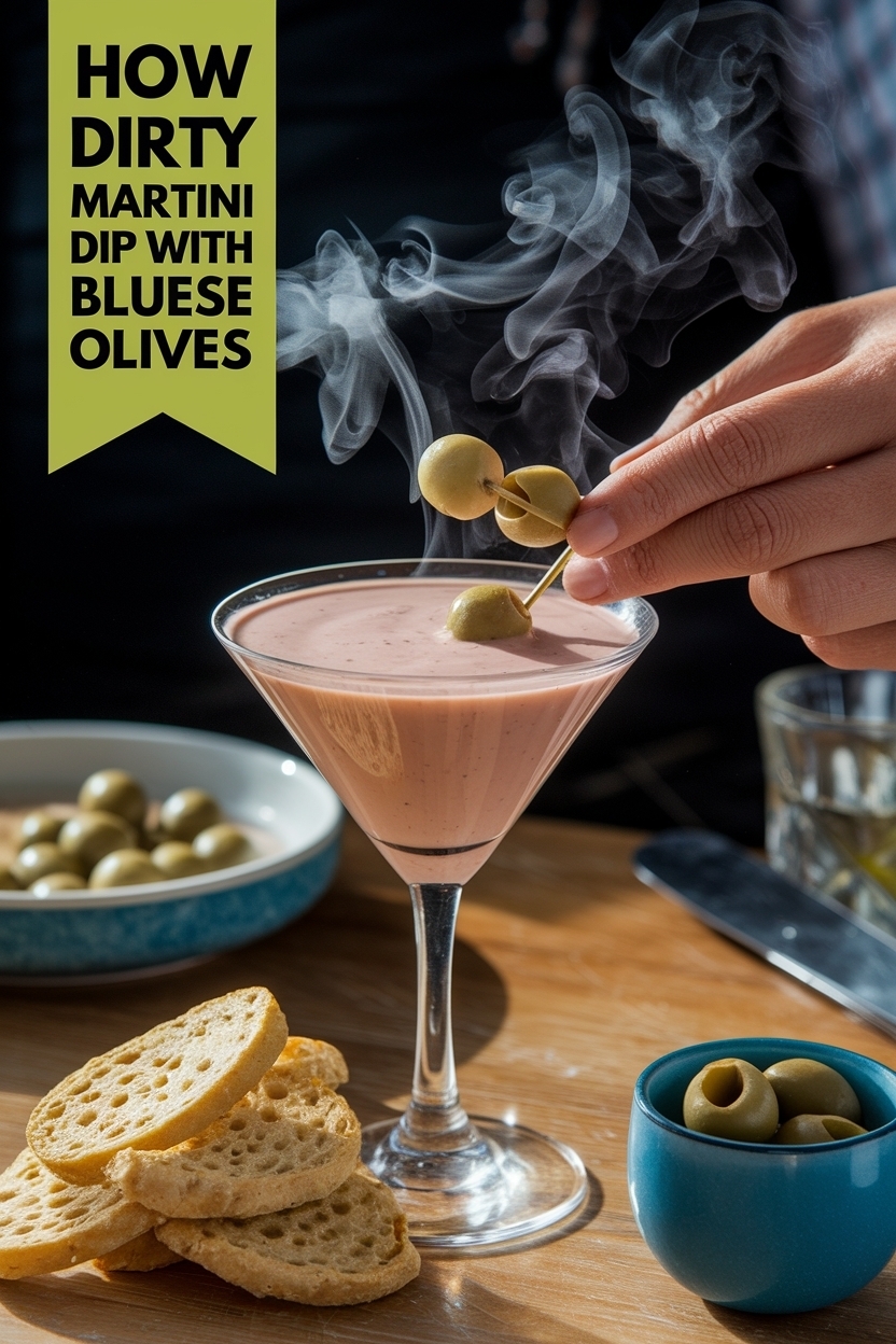 dirty martini dip with blue cheese olives