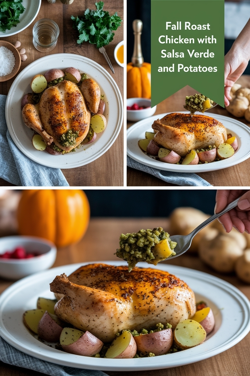 roast chicken with salsa verde and potatoes