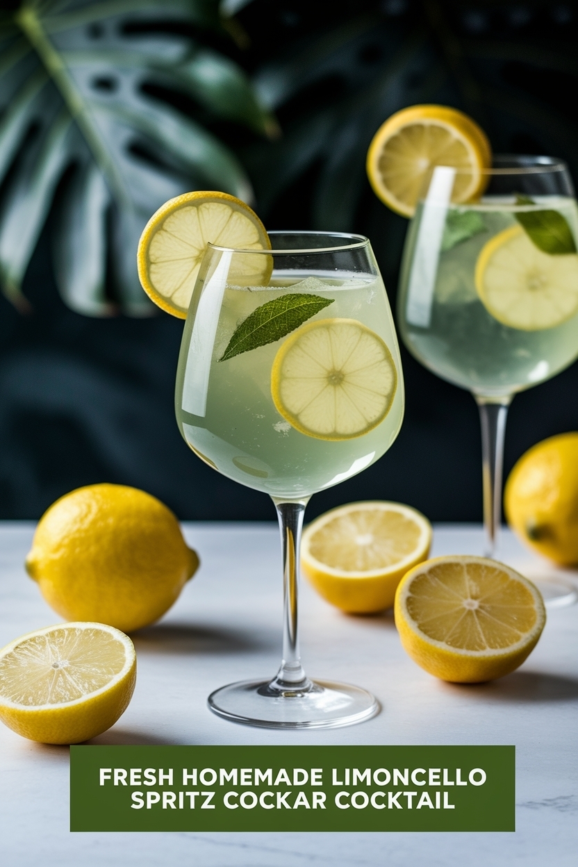 homemade limoncello spritz cocktail