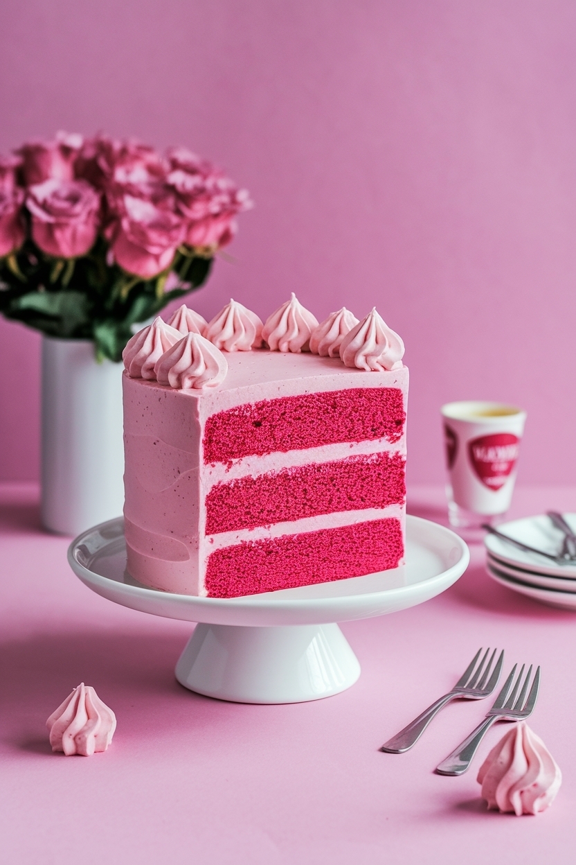 valentine pink velvet cake with cream cheese