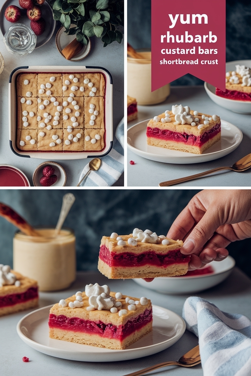 rhubarb custard bars shortbread crust