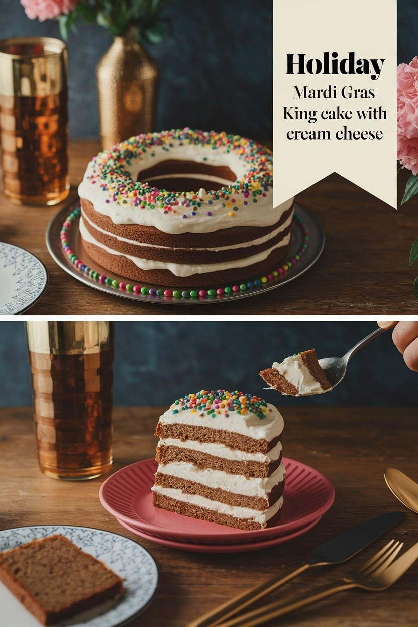 mardi gras king cake with cream cheese