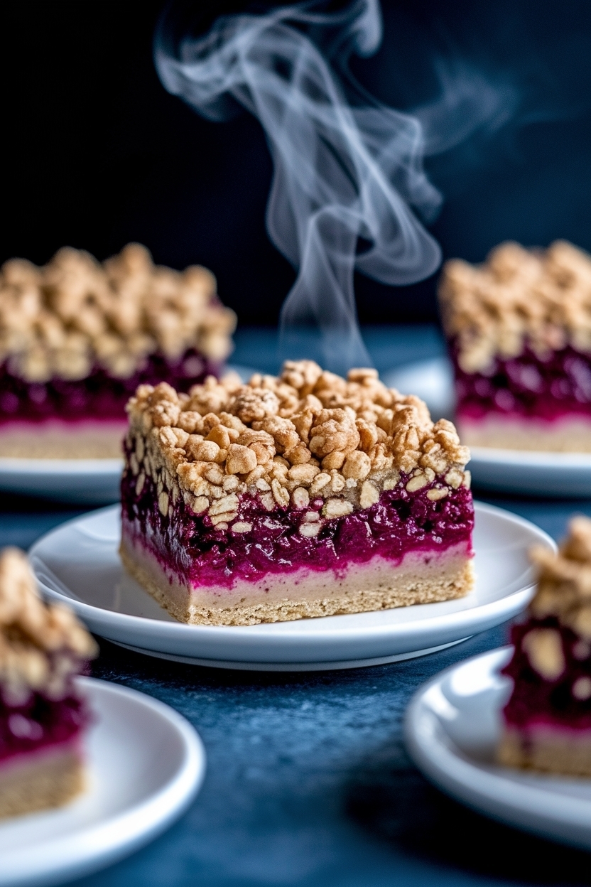 mulberry crumble bars oat streusel
