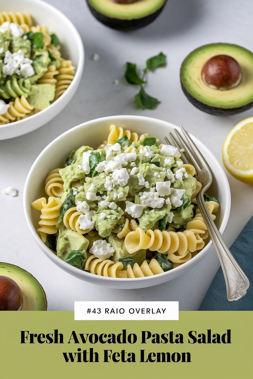 avocado pasta salad with feta lemon