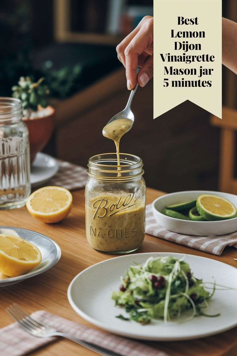 lemon dijon vinaigrette mason jar 5 minutes