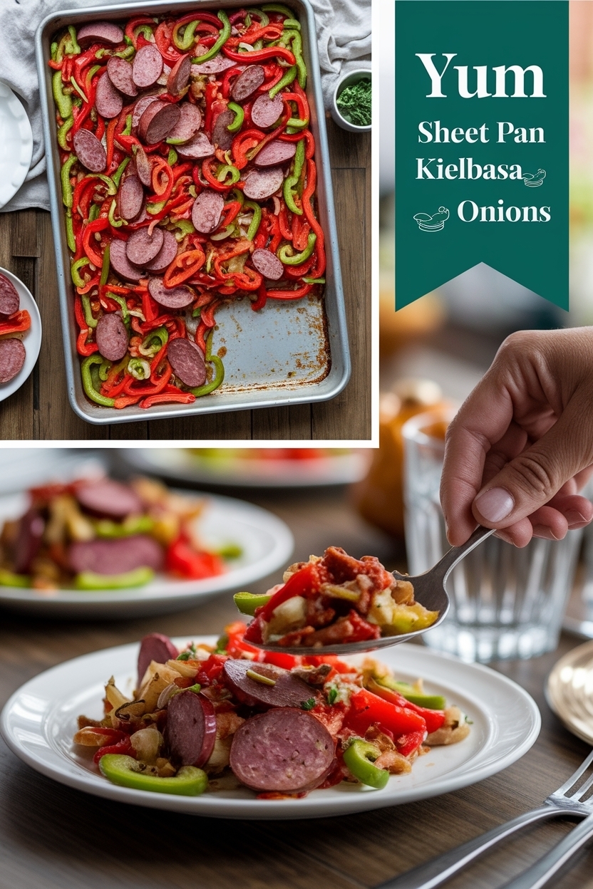 sheet pan kielbasa peppers onions