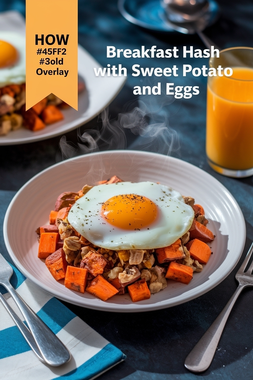 breakfast hash with sweet potato and eggs