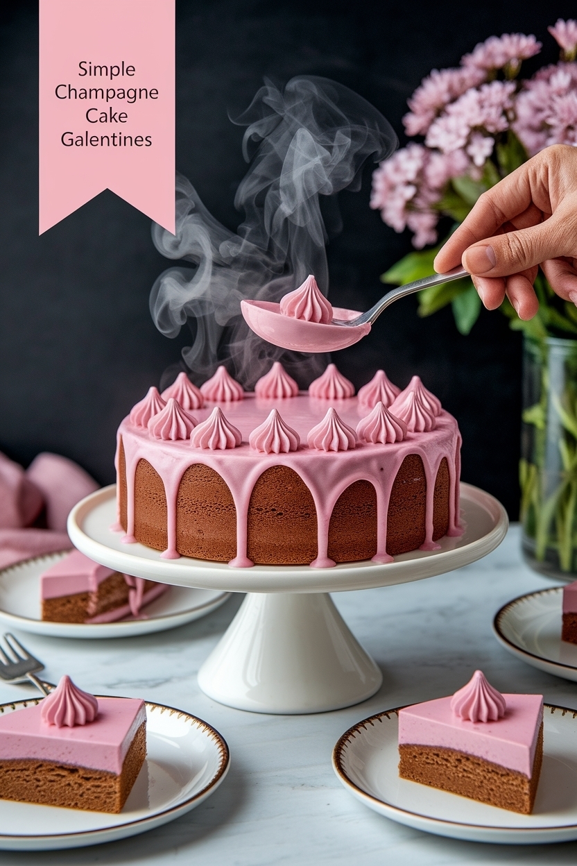 pink champagne cake galentines