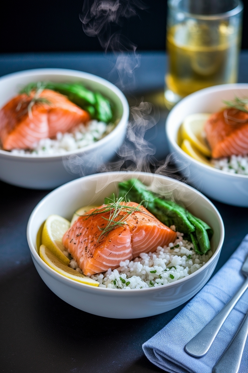 salmon rice bowl meal prep recipe
