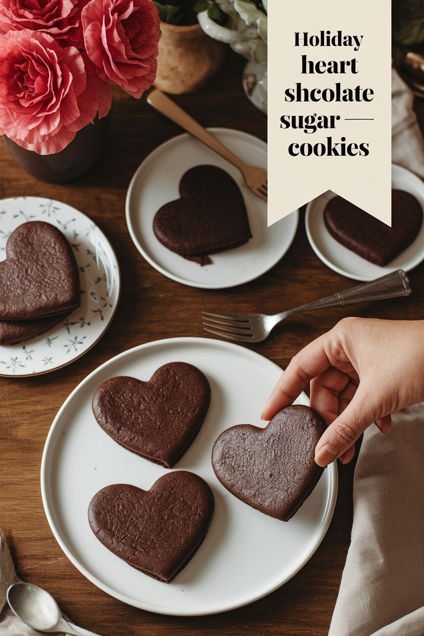 heart shaped chocolate sugar cookies