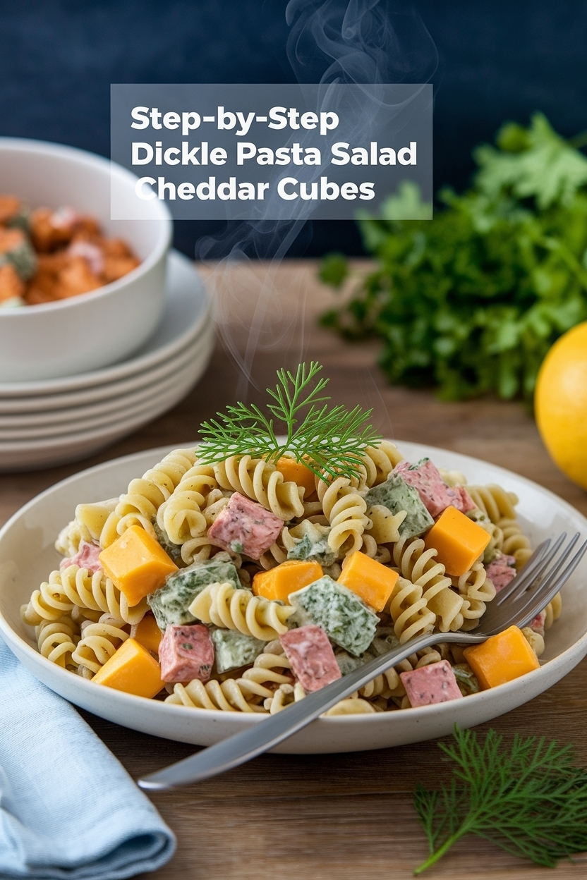 dill pickle pasta salad cheddar cubes