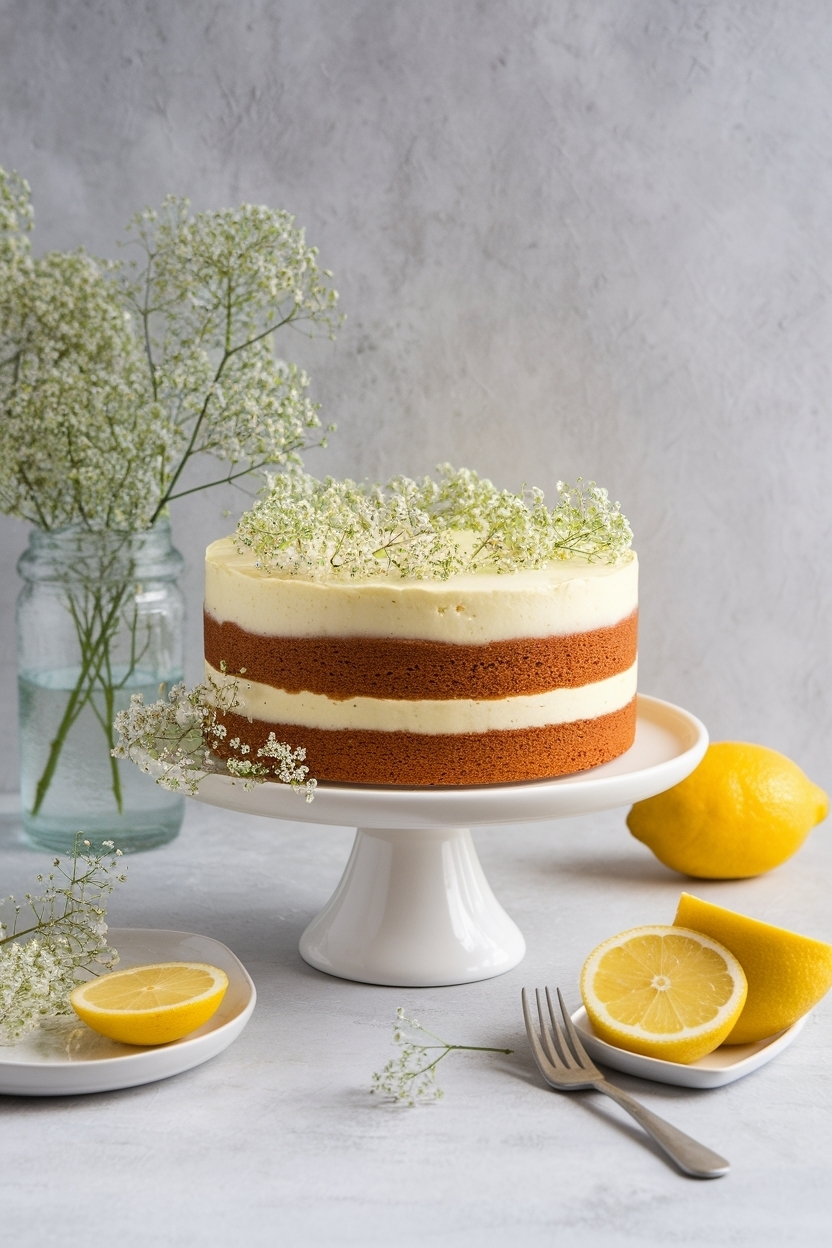 lemon elderflower cake spring