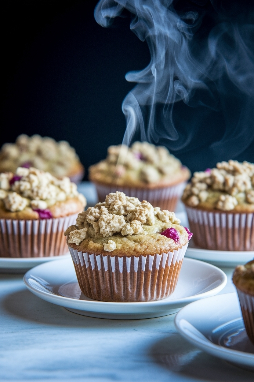 rhubarb muffins with streusel