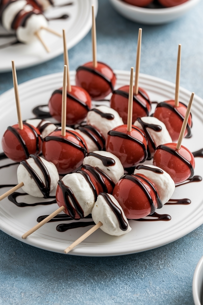 caprese skewers balsamic glaze toothpicks