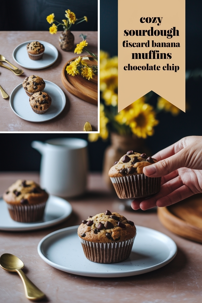 sourdough discard banana muffins chocolate chip