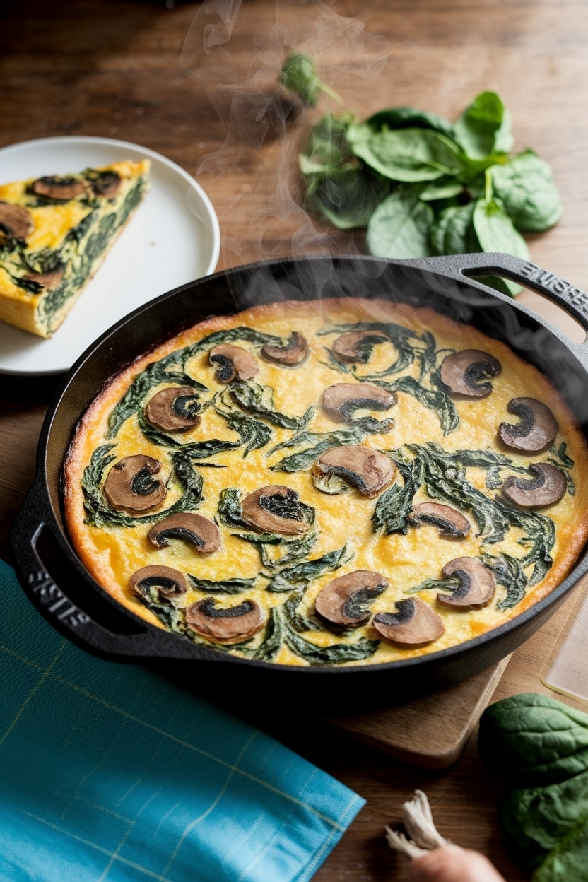 spinach mushroom frittata cast iron 12 inch