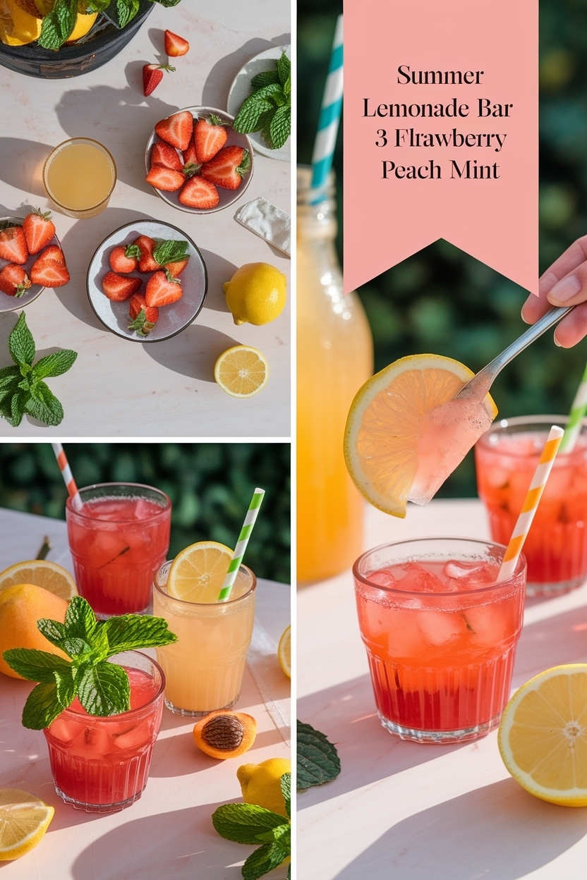 lemonade bar 3 flavors strawberry peach mint