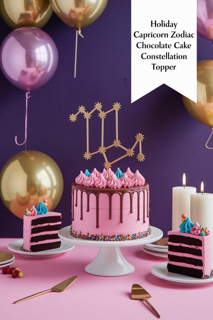 capricorn zodiac chocolate cake constellation topper