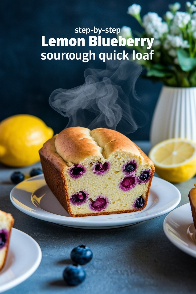 lemon blueberry sourdough quick loaf