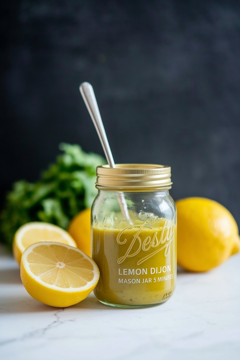 lemon dijon vinaigrette mason jar 5 minutes