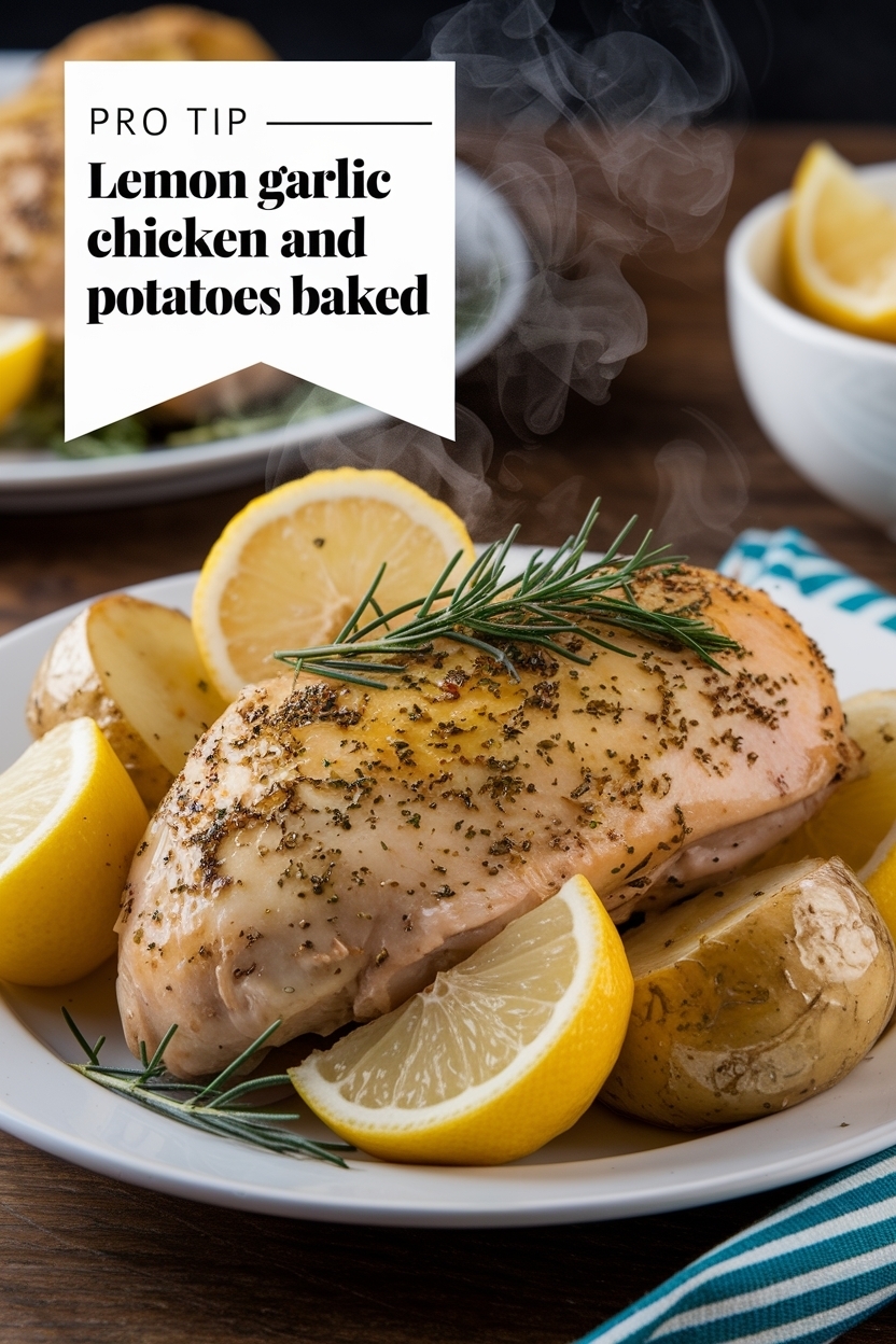 lemon garlic chicken and potatoes baked