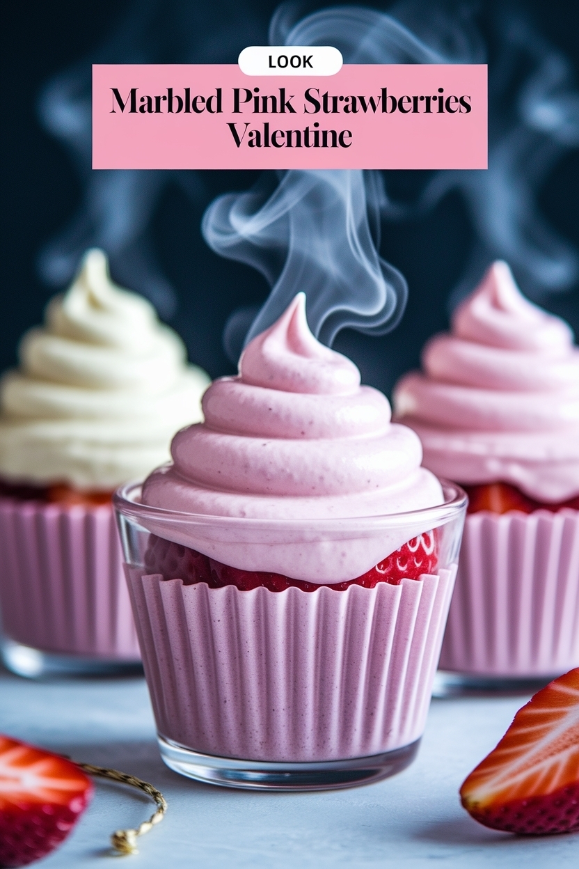 marbled pink strawberries valentine