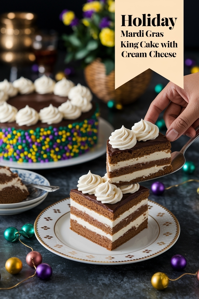 mardi gras king cake with cream cheese