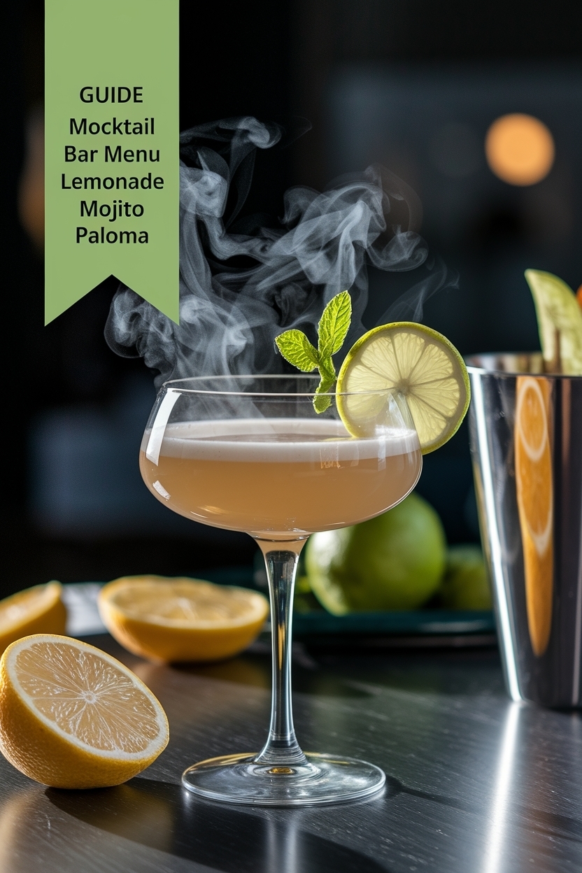 mocktail bar menu lemonade mojito paloma