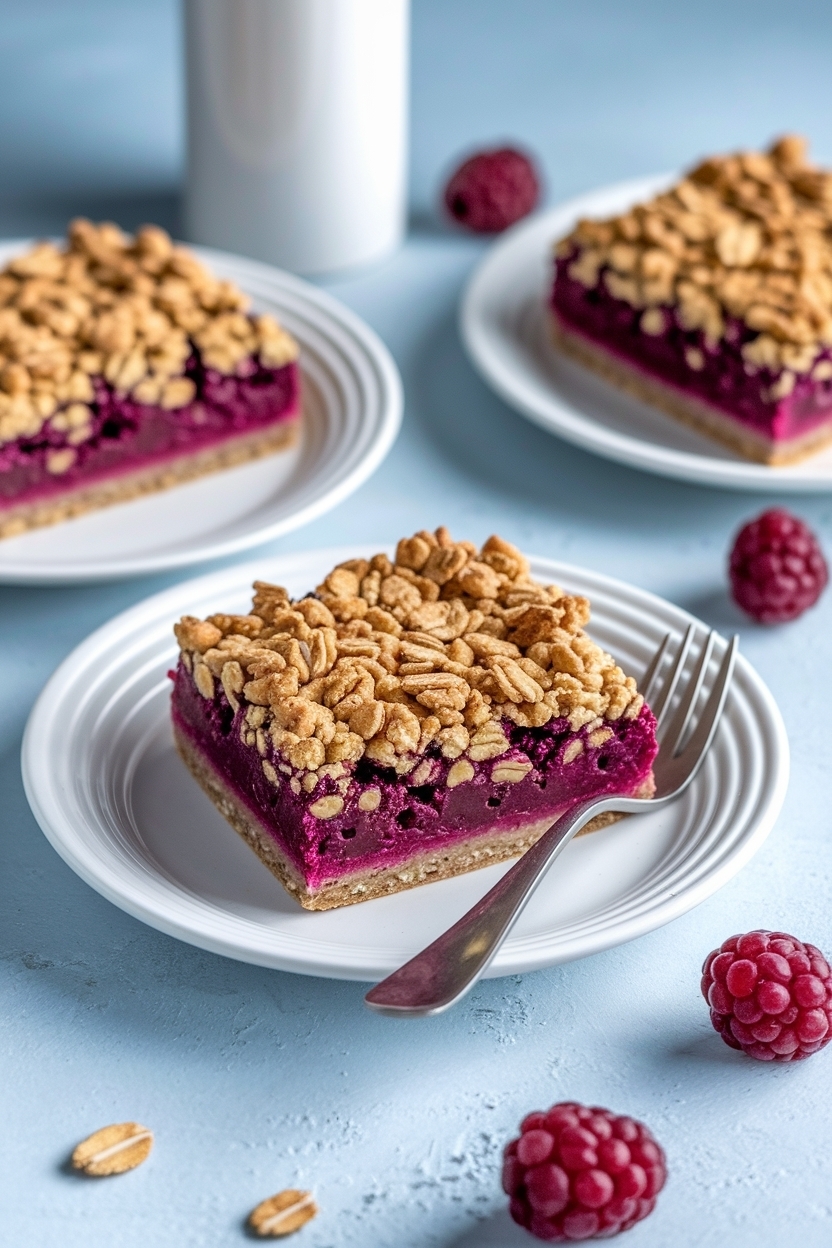 mulberry crumble bars oat streusel