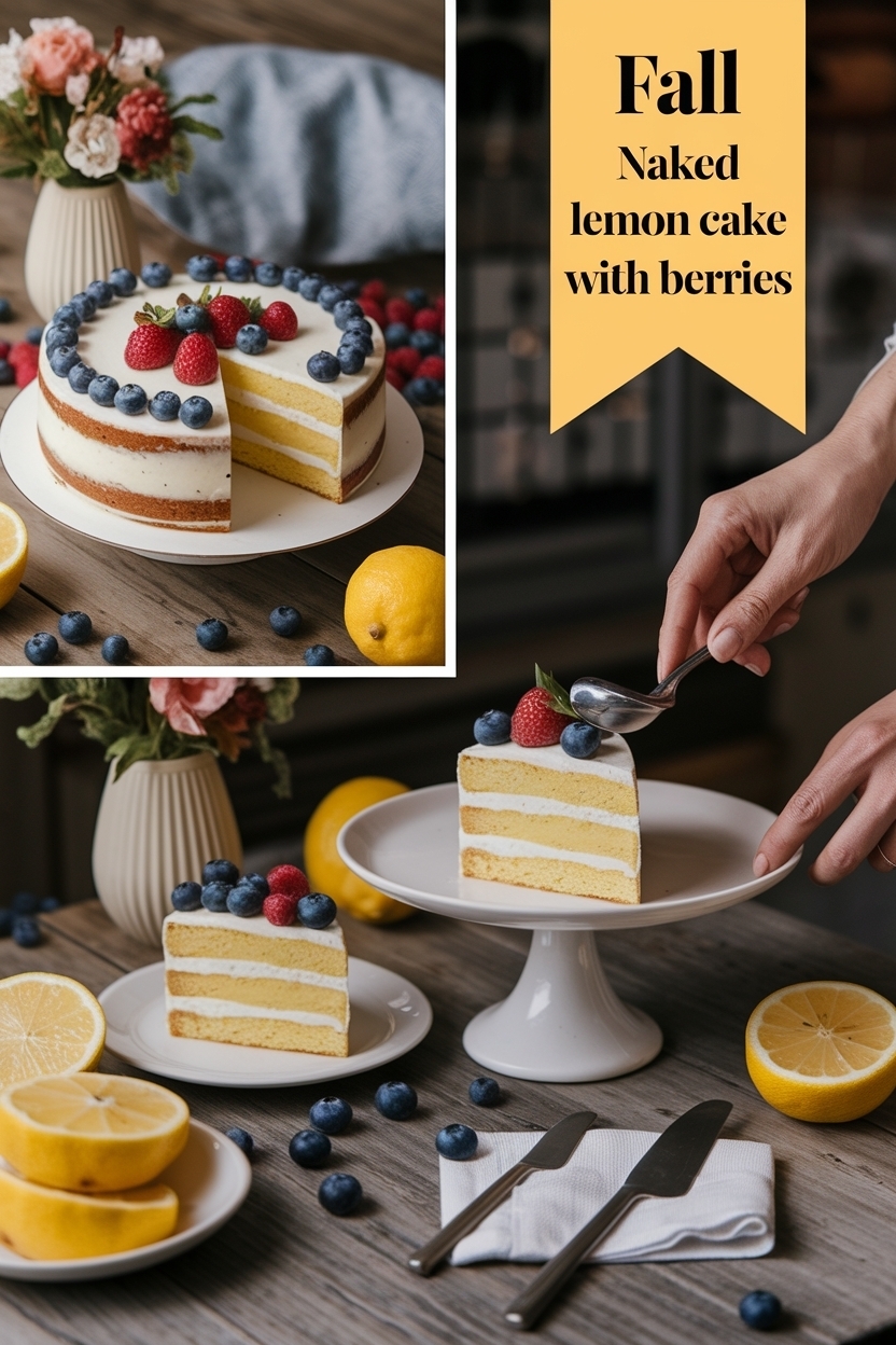 naked lemon cake with berries