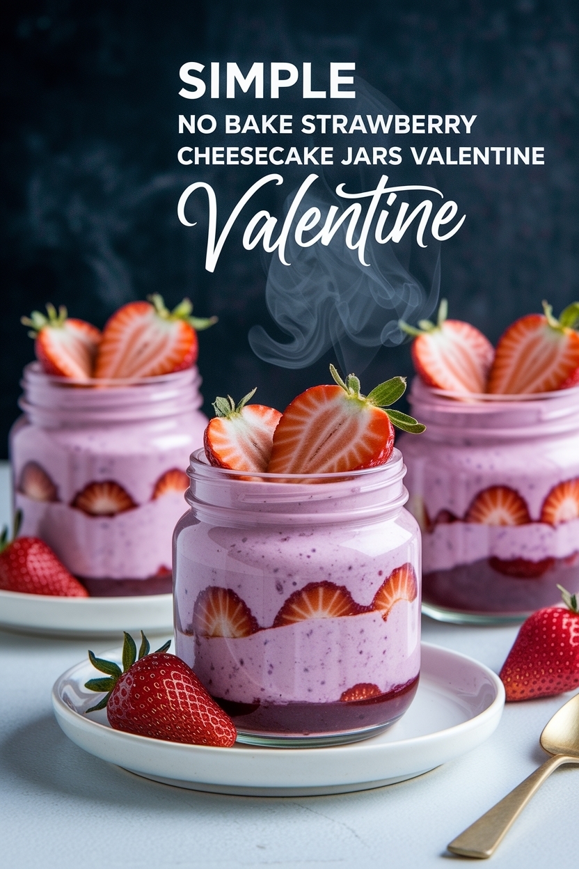 no bake strawberry cheesecake jars valentine