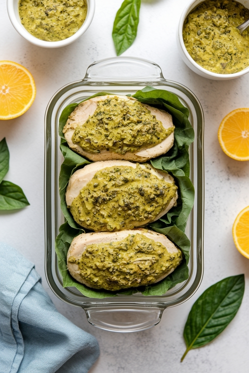 pesto chicken meal prep recipe easy