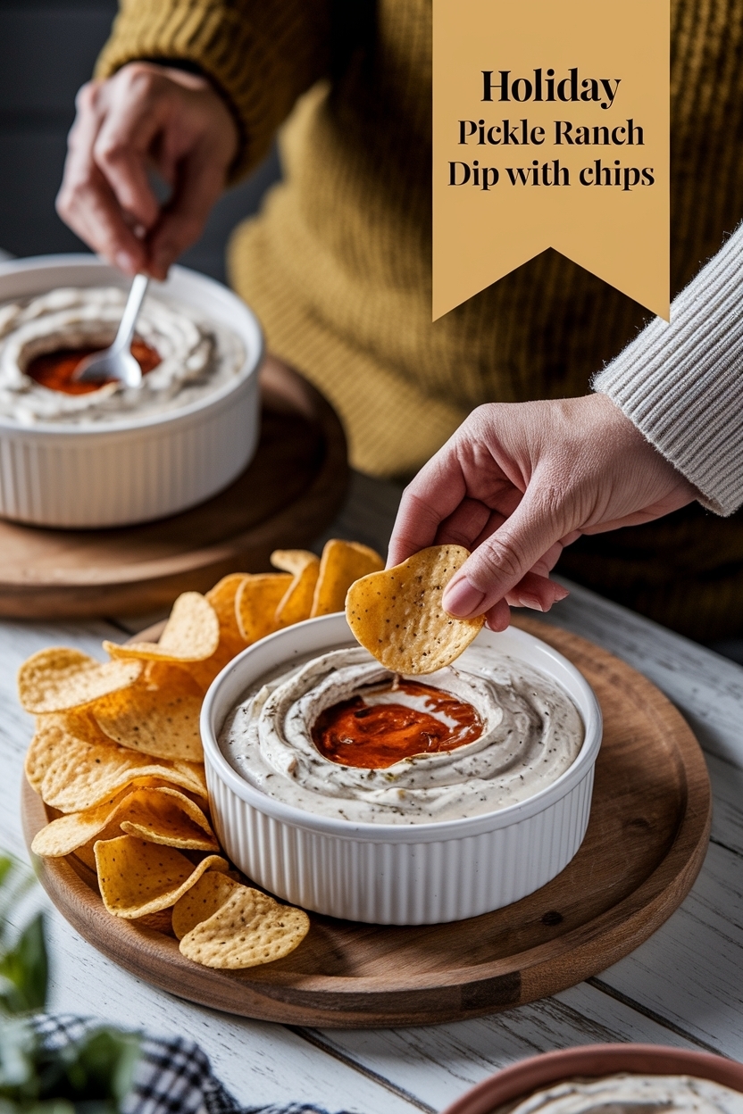pickle ranch dip with chips