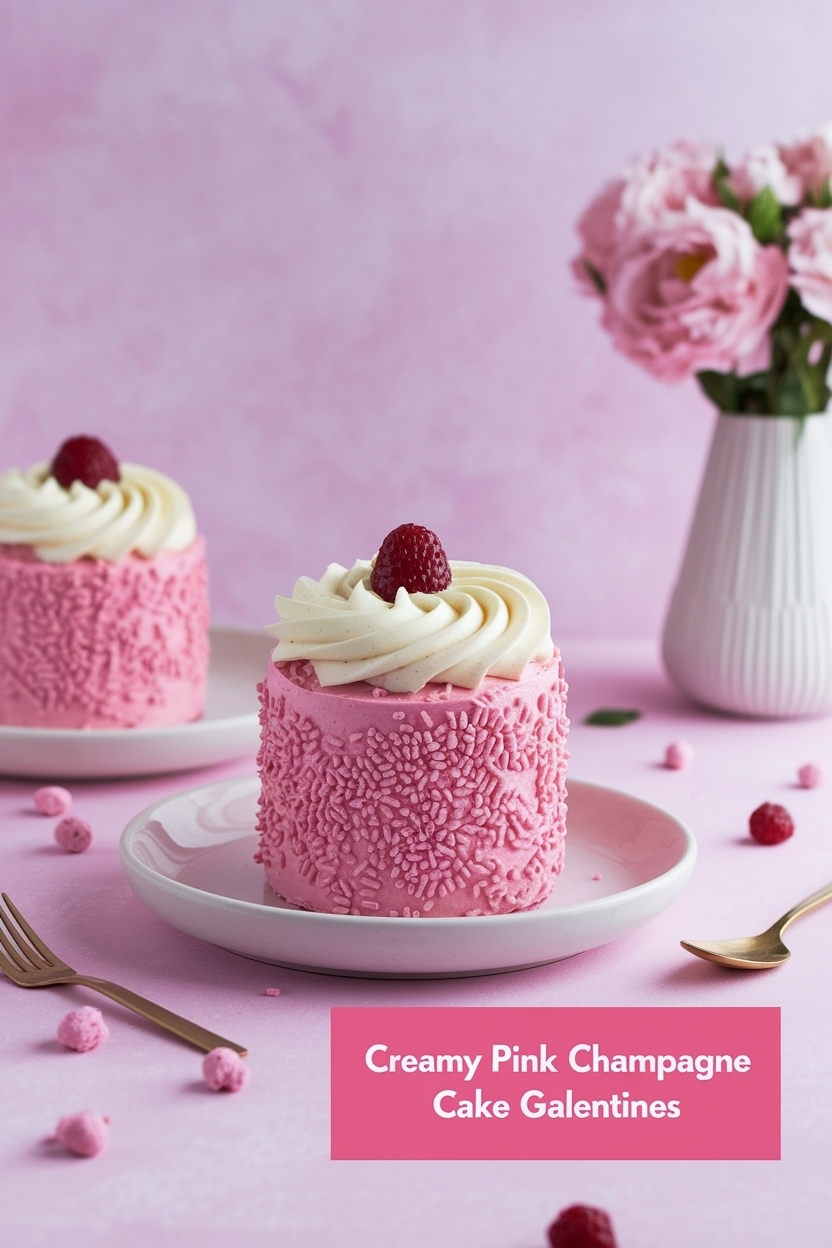pink champagne cake galentines
