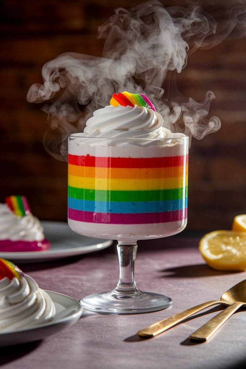 rainbow jello cubes dessert
