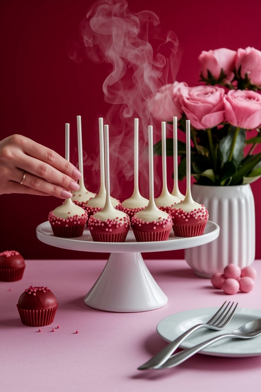 red velvet cake pops valentine