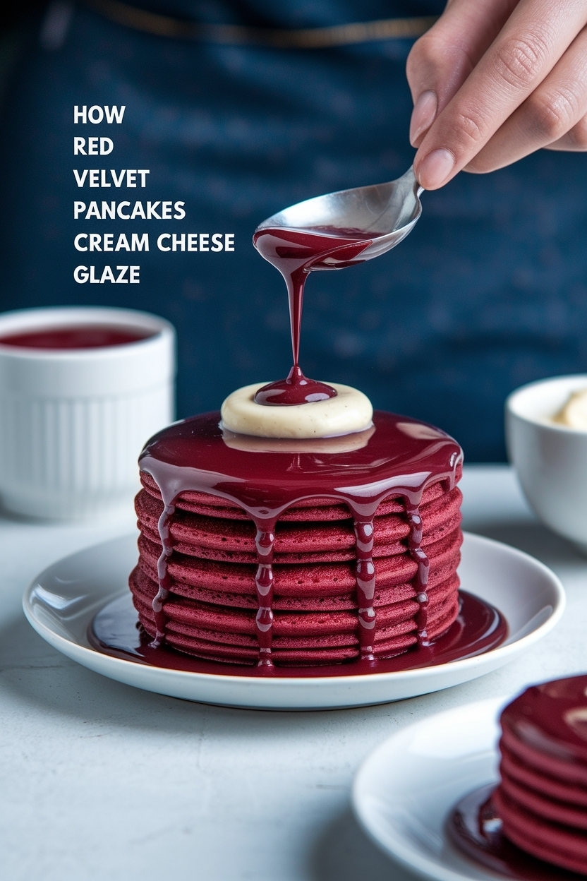 red velvet pancakes cream cheese glaze